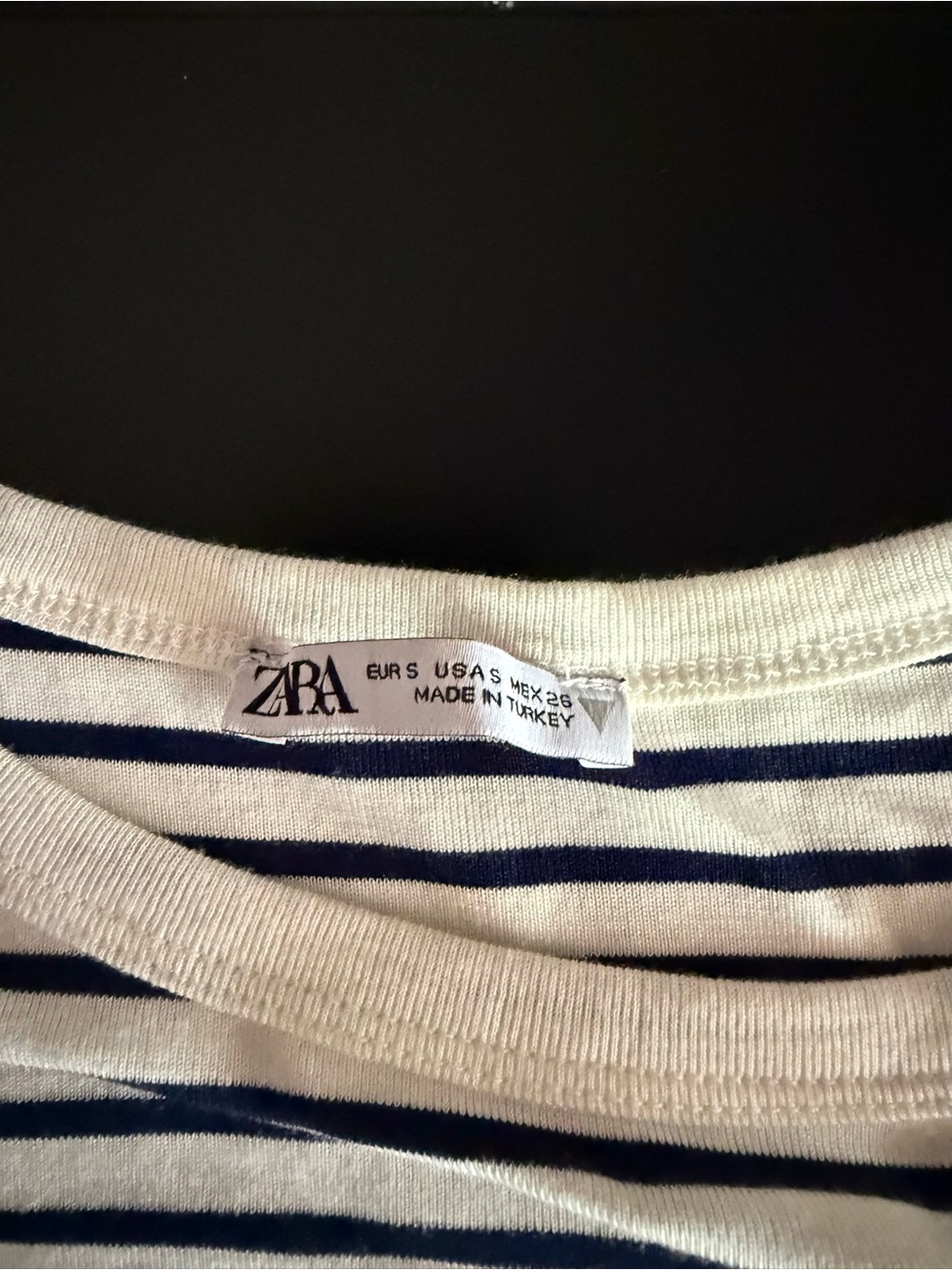 Zara Striped Navy and White Crewneck Tee - Picture 2 of 2